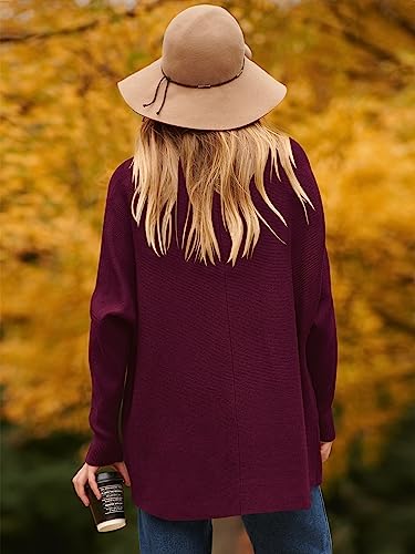 Image of ANRABESS Womens Casual Fall Sweater Turtleneck High Neck Batwing Sleeve Oversized Sweater Dress