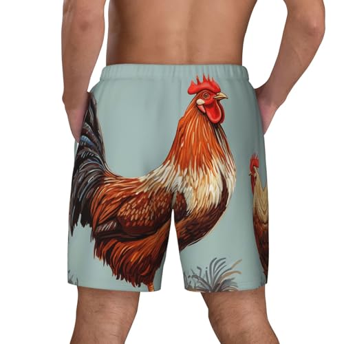Men's Swim Trunks Quick Dry Board Shorts Chicken Print Beach Shorts with Pocket Bathing Suits for Men3