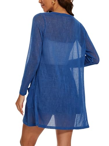 Image of Spicy Sandia Women's Lightweight Sheer Cardigans with Pockets Kimono Cover Up for Summer