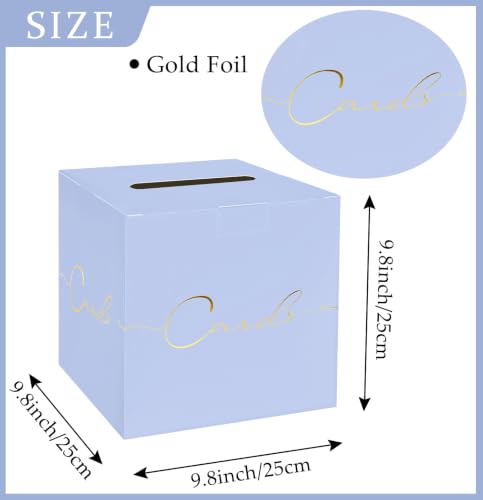 Image of HEIPINIUYE Light Purple Wedding Card Box with Gold Foil 9.8 inch x 9.8 inch Lavender Large Gift Card Box for Party Wedding Reception Graduation Birthday Baby Shower Raffle Envelope Box with Slot