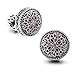 Silver Clover Men's Vintage Handcrafted Platinum-plated Silver Round Shape Cufflinks, Gift Box Included