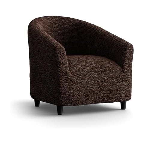 PAULATO BY GA.I.CO. Barrel Chair Slipcover - Armchair Cover - Tub Chair Slipcovers - Club Chair Cover - 1-Piece Form Fit Stretch Stylish Furniture Protector - Microfibra Collection (Dark Brown) Cover