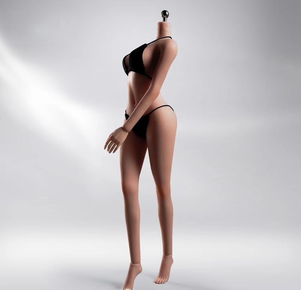 1/6 Scale Female Action Figure Body, 12 inches Seamless Action Figure Body, Super Realistic Female Figure Model, Soft & Flexible Action Figure Body with Detachable Hand Gesture Shapes (Copper Skin)