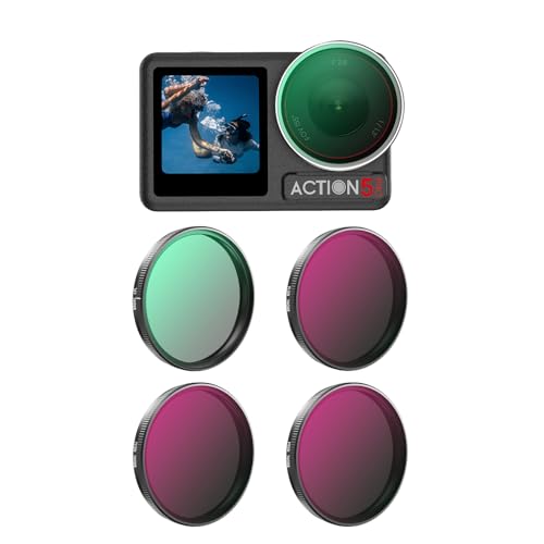 DJI OSMO Action 5 Pro�p�t�B���^�[�L�b�g ���w�K���XHD�C���[�W���O Osmo Action 3/4/5 Pro�A�N�Z�T���[�p �h�� �ϖ��� ����h�~ UV/CPL/ND8/16/32/64 (CPL+ND16+ND32+ND64)