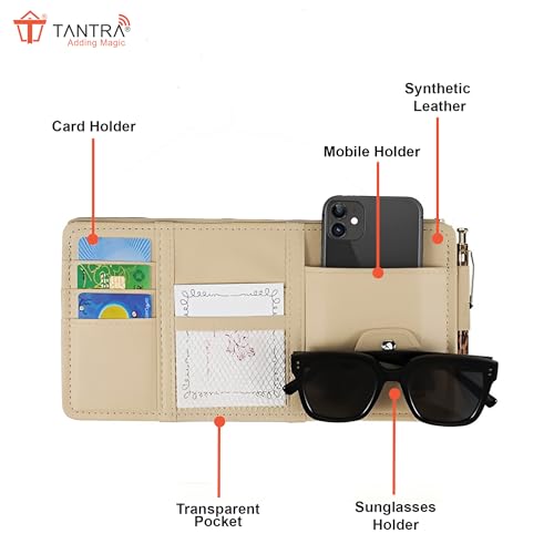 Image of TANTRA Car Sun Visor Organizer Stylish Storage Solution (Beige)