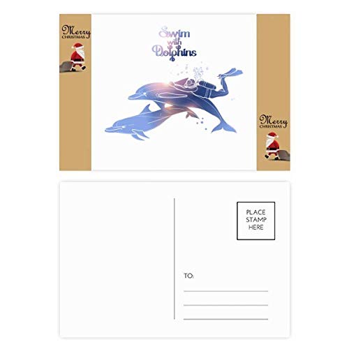 Cartes postales dauphins avec Père Noël à offrir aux passionnés