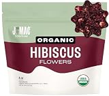 J Mac Botanicals, Organic Hibiscus Flower (4 ounce), Hibiscus tea, cut & sifted flowers, dried from Egypt, herbal tea leaves, Flor de Jamaica, edible