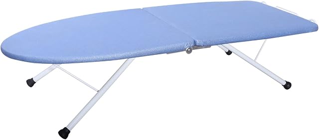 Aqualin Tabletop Ironing Board, Heavy Duty Padded Cotton Cover with Folding Legs, Foldable 97*30cm Ironing Station for Home, Small Spaces, Sewing Room or Dorms Color Blue