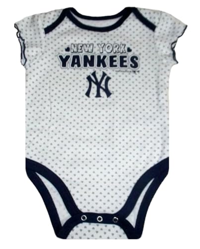 VF New York Yankees Girl's Love Series Infant Creeper Bodysuit - Team Colors (White, 18 Months, New York Yankees)