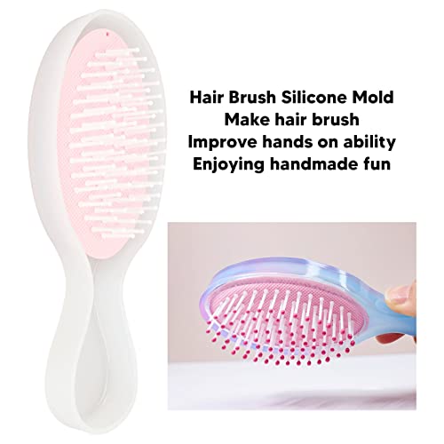 Hair Comb & Mirror Soft Silicone Mold, Handcraft Gasbag Hair Brush Making Mold with 1 Paddle Brush - Image 2