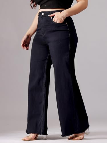 Image of Miss Chase A+ Women's Wide-Leg High-Rise Regular-Length Stretchable Shaping Denim Jeans