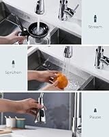 FORIOUS Küchenarmatur, Mischbatterie für Küche, 360 ° drehbar, für Spüle mit hohem Lichtbogen, versenkbar, 2 Modi, poliertes Chrom – Ansicht 3
