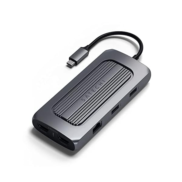 Satechi USB C Hub Multiport Adapter MX with Dual 4K HDMI, 100W USB C PD Charging, 1x USBC and 2X USB-A Data Ports, Ethernet, Micro/SD Card Readers, for MacBook & Windows - Image 3
