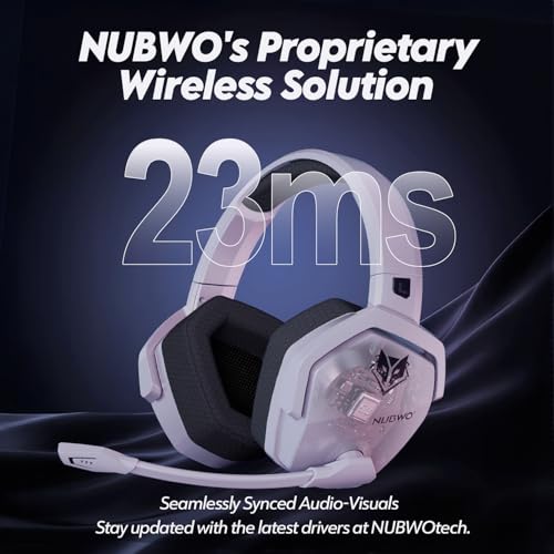 NUBWO G06 Dual Wireless Gaming Headset with Microphone for PS5, PS4, PC - 23ms Low Latency Audio - 100-Hour of Playtime - 50mm Drivers (White-Black) - Image 4