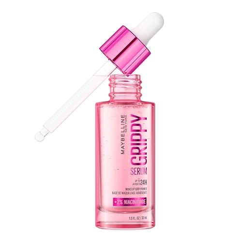 MAYBELLINE New York, Grippy Serum Primer Prebase Facial de Maquillaje con Niacinamida, Tecnología Serum-To-Grip, Hidratación 24H y Piel Suave sin Brillos, 30 ml
