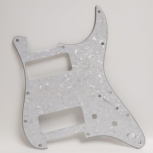 Gitarr Pickguard för Fender Stratocaster Dual P90 pickup pickguard repplatta, 11-håls SSS Strat Pickguard, kompatibel med USA/Mexico Strat, anpassad gitarrmod del (4 lager vit peral)