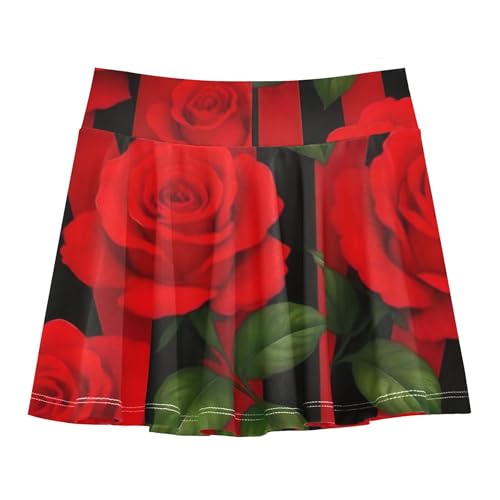Red Roses Black Stripes Girls' Shorts Athletic Skorts Tennis Skirts Kids Navy Butterfly 3t2
