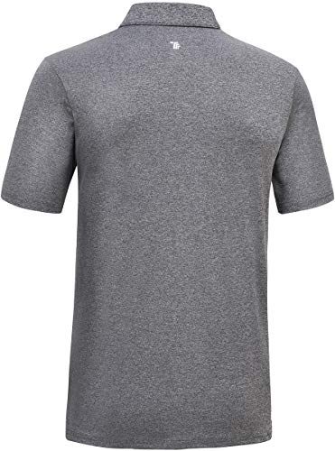 JINSHI Men's Golf Shirts Polo Shirts Athletic Casual T-Shirt Quick Dry Short Sleeve Deep Gray Size S - Thumbnail 2