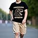 xueteox 3D Dinosaur Printed Clothes for Boys, Cute Cartoon Animal T-Shirt and Shorts Summer Outfits 2 pcs (Black, 8Y)