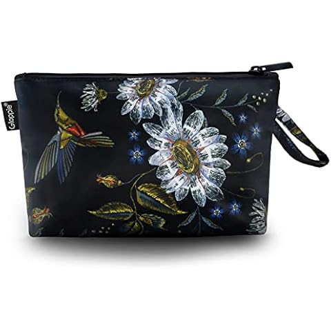 Gloppie Make Up Bag Travel Makeup Pouch Zipper Cosmetic Bag Small Makeup Bag for Purse Compact Makeup Organizer Travel Kit for Women Girls Portable & Waterproof Hummingbird Daisy Cover