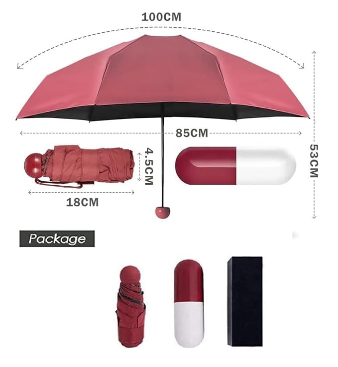 Image of Capsule Umbrella UV Protection Tablet Umbrella For Rain Windproof & Sun Protection Features, Double Layer 5 Folding Automatic Open Compact Capsule Case For Men Women Kids