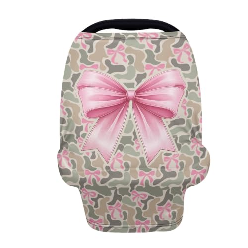 Image of Pink Bow Baby Stuff Duck Camo Car Seat Cover for Baby