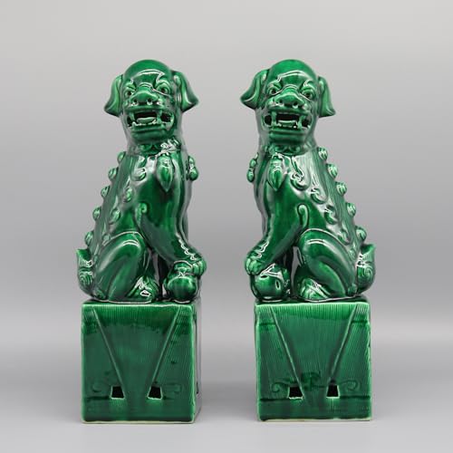 Eastern tide Pair of Foo Dogs, Chinese Guardian Lions, Ceramic