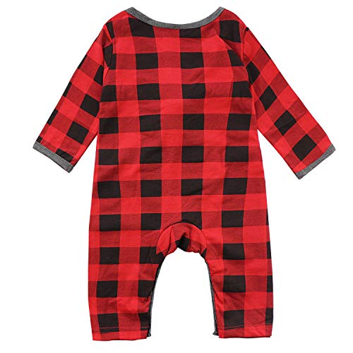 Roylamp Newborn Infant Baby Christmas Romper Boy Girl Reindeer Print Red Plaid One-Piece Jumpsuit 3-6 Months #TOP2