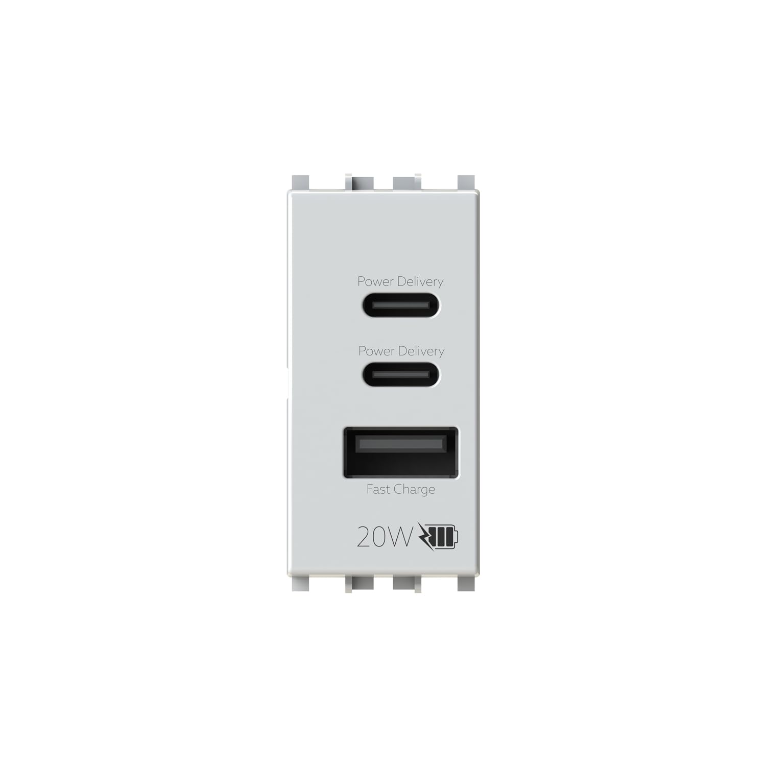 Alimentatore USB C 20W compatibile Vimar Plana Bianco 3 connettori Tipo C e A