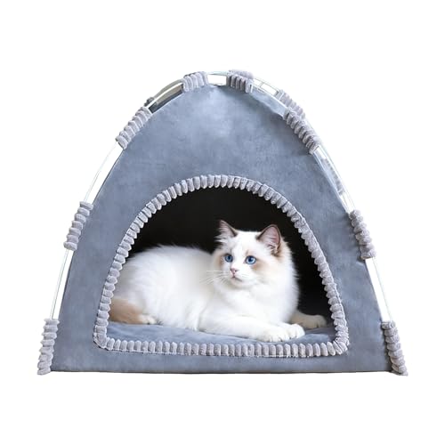 Tienda para Perros Interior – Cueva Acolchada, Cálida y Suave de Peluche, Cama Plegable Portátil Cerrada | para Casa, Mascotas, Gatos, Gatittos, Conejos, Cachorros, Invierno, Sueño, Cómoda