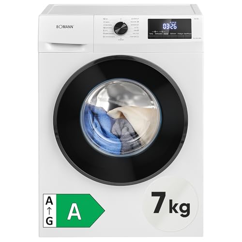 Bomann Waschmaschine 7kg | 10 Jahre Motor-Garantie | Invertermotor - effizient, leise & langlebig | inkl. Aqua-Stop | max. 1400 U/min | 15 Programme | LED-Display | Washing Machine | WA 7501 weiß