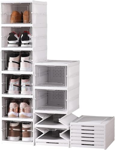 ZENZERO®- SCARPIERA PIEGHEVOLE a 6 Ripiani Trasparente - Dimensioni 105x25,5x34,5 cm - Scatola Contenitore Portascarpe Organizzatore Scarpiera Shoe Box (Bianco)