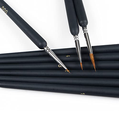 Detail Paint Brushes Set 9Pcs Miniature Brushes For Fine Detailing & Art Painting - Premium Horse Bristle Brushes For Acrylic, Watercolor, Oil, Models, Warhammer 40K (Horse Hair) #TOP2