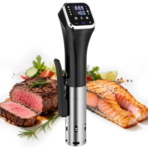 Obecilc 1100W Smart Sous Vide Cooker with WiFi App Immersion Circulator 0.1C 4D Circulation Heating 2595C Range Stainless Steel Low-Temperature Slow Cooker for Home Kitchen