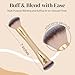 Keshima Dual-Ended Blush, Bronzer & Contour Makeup Brush - Dense Liquid End & Fluffy Powder End, Multi-Purpose Blending and Buffing for an Airbrush Finish, Works with Liquid, Cream & Powder, Gold