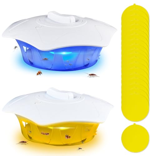 Mineup 2pcs Flohfalle Für Wohnung Klebrige Flohfalle Mit 20 Klebepads 4 Lichtmodi Ungiftige Flohfanglampe Kuppelflohfalle Für Wohnzimmer Küche Schlafzimmer Wohnung