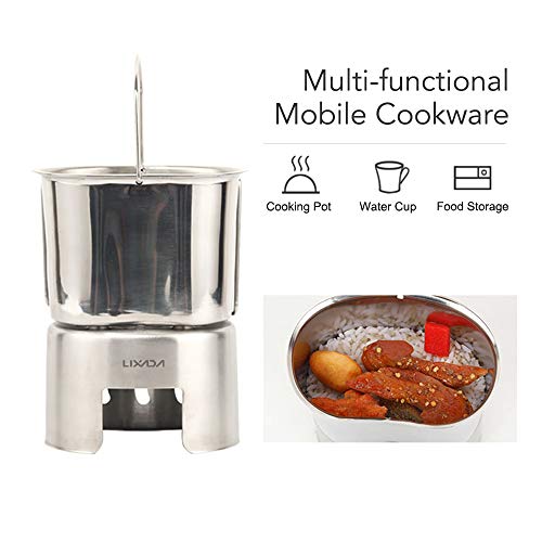 Fogão Externo, Romacci Utensílios de cozinha para acampamento em aço inoxidável e cantil com panela