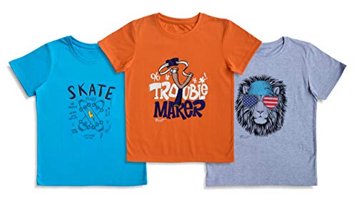 Image of minicult Cotton Half Sleeve Kids Tshirt with Chest Print and Bright Colors(Multicolor)(Pack of 3)