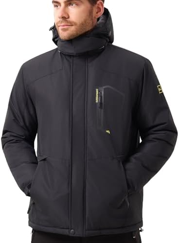 Aureonus Herren Winterjacke Winddicht Wasserabweisend Warme Gefütterte Ski Outdoorjacke mit Kapuze