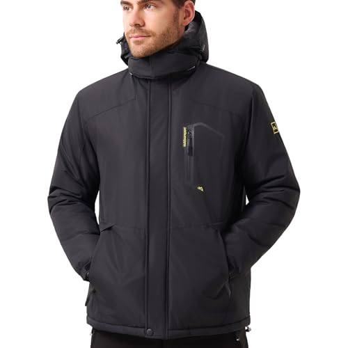 Aureonus Veste Ski Homme Hiver Chaude pour Hommes avec Capuchon Amovible Manteau de Sport en...