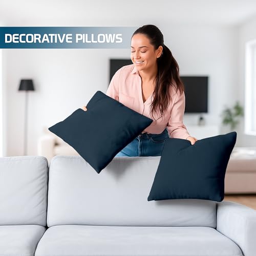 Image of Premium Polyester Fiber Cushion Fillers - Pack of 5 Pcs | 18 x 18 Inches | Navy Blue| Cushions, Sofa Pillow, Cushion for Sofa, Cushion for Bed, Decorative Pillow
