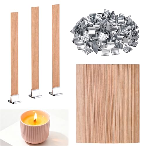 80 Stück Holzdochte für Kerzen mit 80 Stück Eisenständer...