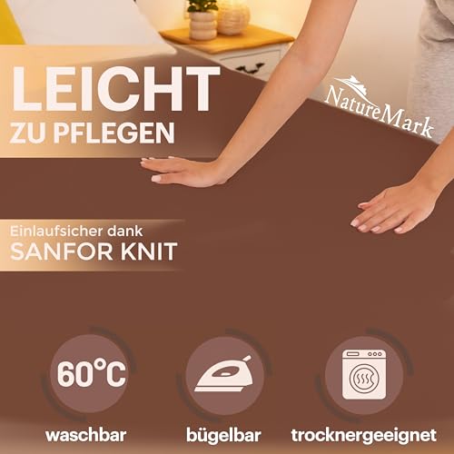 NatureMark Jersey Spannbettlaken, Spannbetttuch 100% Baumwolle in vielen Größen und Farben MARKENQUALITÄT ÖKOTEX Standard 100… – Ansicht 3