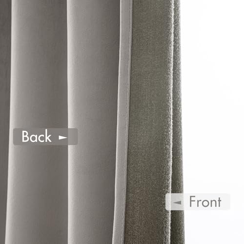 Image of MIULEE Silver Grey Blackout Velvet Curtains Drapes 108 Inch Long 52 inchx108 inch | Luxurious Bedroom Living Room Decor, Room Darkening, Thermal Insulated, Rod Pocket Design, Super Soft Fabric, Extra Long