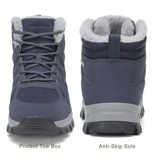 FLARUT Mens Snow Boots Insulated Fur Liner Winter Warm Hiking Shoes Walking Sneaker4