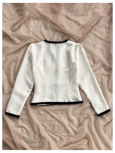 MakeMeChic Women's Contrast Binding Long Sleeve Jacket Tie Front Double Pocket Coat Outerwear2