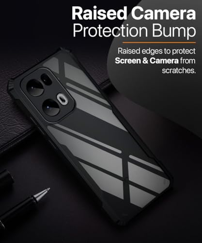 Image of WOW IMAGINE Shock Proof Clear Protective Back Case for Oppo Reno 13 Pro 5G - AirEDGE Technology | 360 Degree Camera Protection | Transparent Hybrid Back Case Mobile Cover - Black