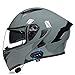 Produktbild AI DI SAI Motorrad-Helm Klapphelm Integralhelme mit Bluetooth ECE Zertifiziert mit Doppelvisier und Eingebautem Mikrofon für Automatische Beantwortung für Herren Damen Erwachsene,J,M