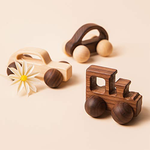 3Pcs Wooden Baby Toys,Baby Grasping Toys Push Car Toys Montessori Toys Wooden Toy Vehicles,#2 #TOP1