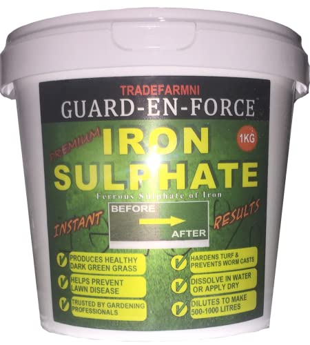 1 KILOGRAM TUB PREMIUM IRON SULPHATE LAWN FERTILISER, LAWN TONIC & GRASS GREENER